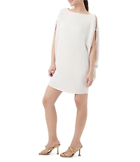 Trina Turk Razu Georgette Boat Neck Split Sleeve Dress