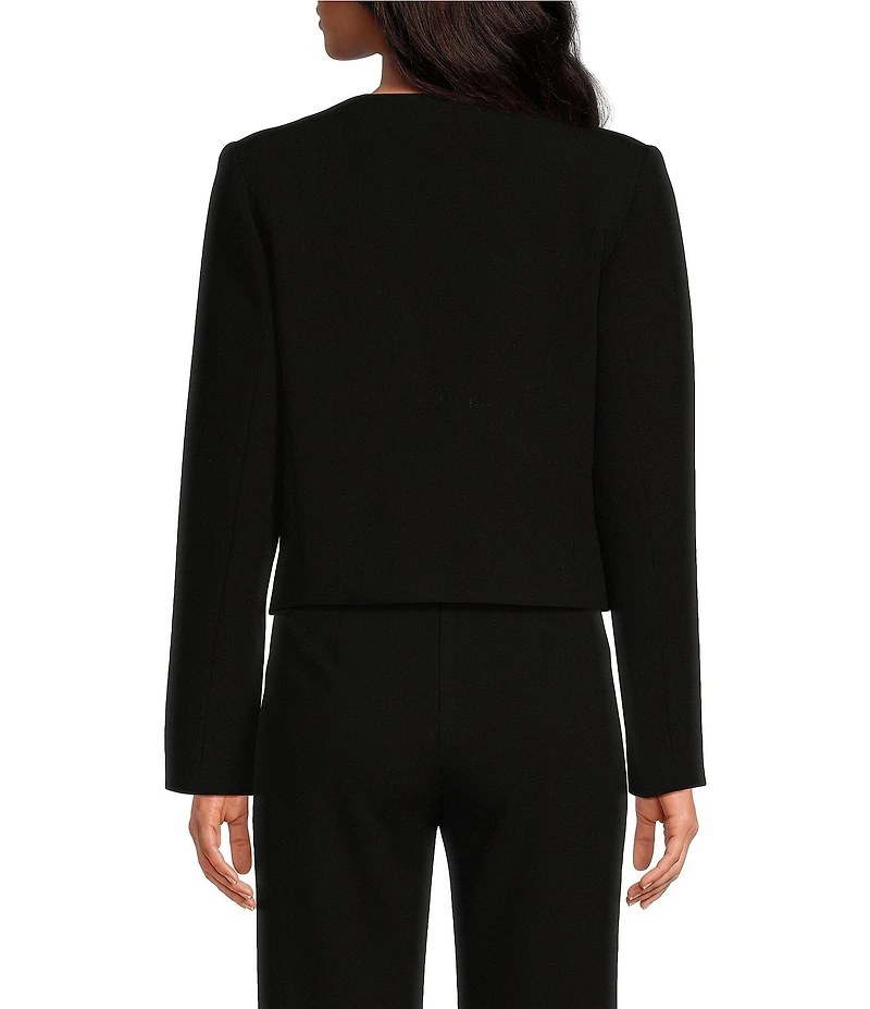 Trina Turk Ren Luxe Drape Suiting Notch Lapel Long Sleeve Cropped Blazer Jacket