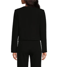 Trina Turk Ren Luxe Drape Suiting Notch Lapel Long Sleeve Cropped Blazer Jacket