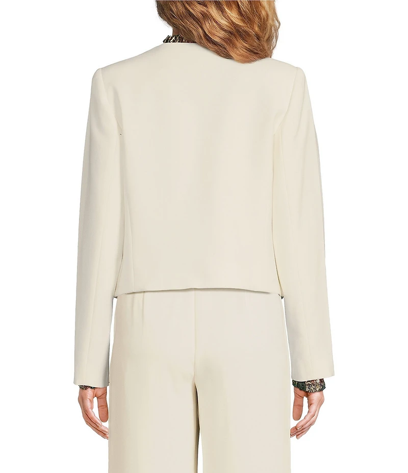 Trina Turk Ren Luxe Drape Suiting Notch Lapel Long Sleeve Cropped Blazer Jacket
