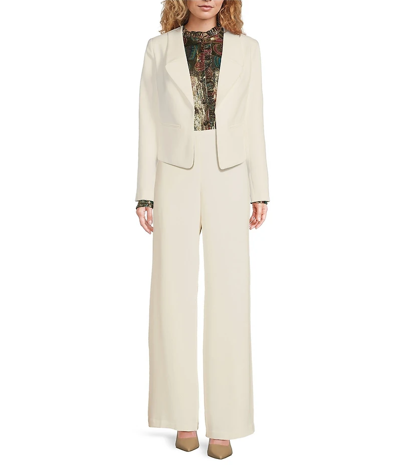 Trina Turk Ren Luxe Drape Suiting Notch Lapel Long Sleeve Cropped Blazer Jacket