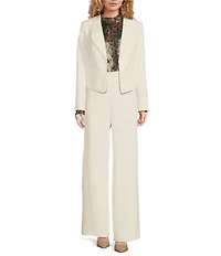 Trina Turk Ren Luxe Drape Suiting Notch Lapel Long Sleeve Cropped Blazer Jacket