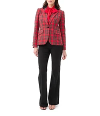 Trina Turk Revolution Plaid Print Notch Lapel Long Sleeve Blazer