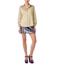 Trina Turk Rico Geometric Sequin Mid Rise Mini Skirt