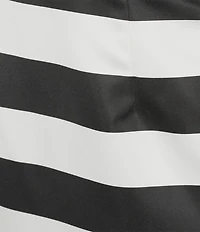 Trina Turk Romance Satin Stripe Print One Shoulder Sleeveless Bow Dress