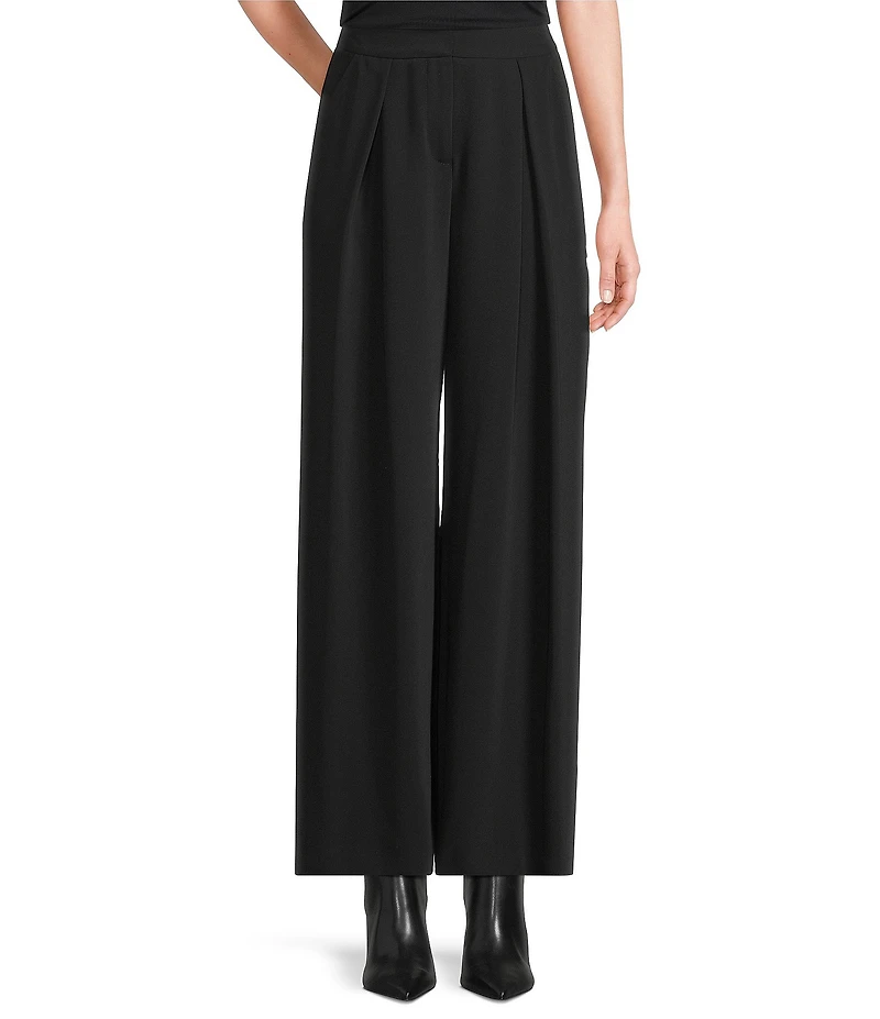 Trina Turk Saige Drapey Georgette High Rise Pleated Wide Leg Trouser Pants