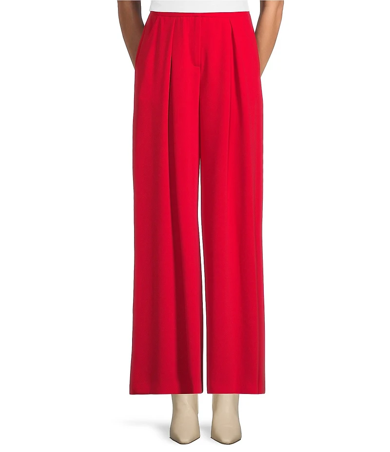 Trina Turk Saige Drapey Georgette High Rise Pleated Wide Leg Trouser Pants
