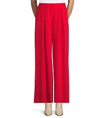 Trina Turk Saige Drapey Georgette High Rise Pleated Wide Leg Trouser Pants