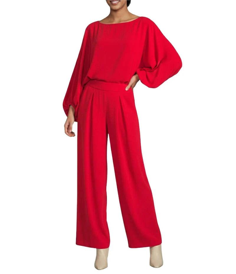 Trina Turk Saige Drapey Georgette High Rise Pleated Wide Leg Trouser Pants