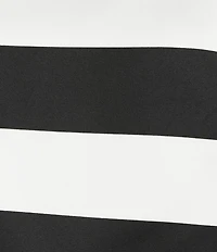 Trina Turk Santina Satin Stripe Print Boat Neck Cap Sleeve V-Back Boxy Top