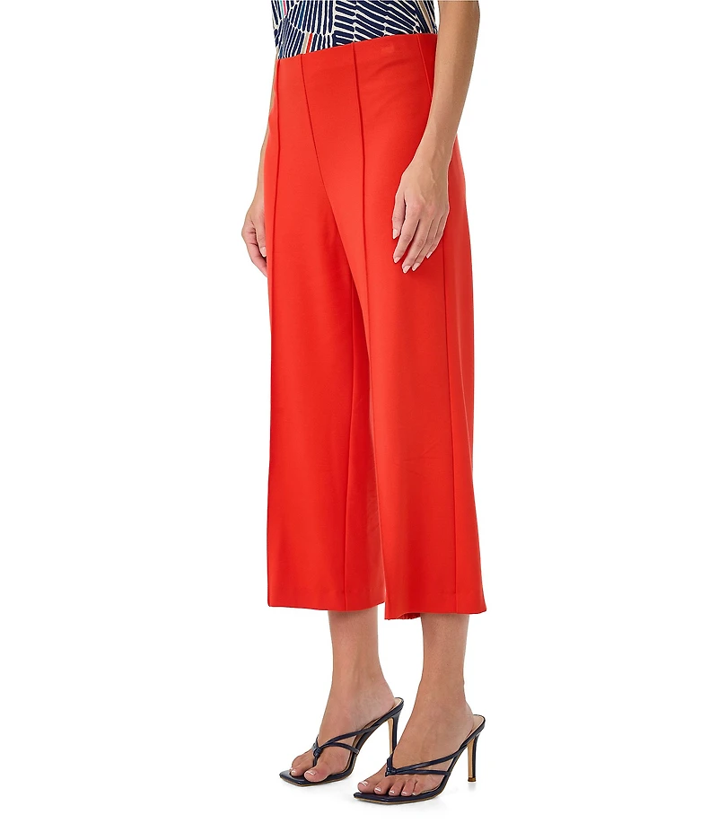 Trina Turk Santo Cozy Ponte Front Pleat Cropped Wide Leg Pants