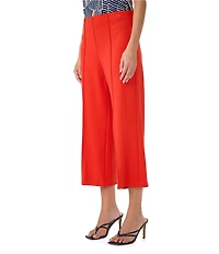 Trina Turk Santo Cozy Ponte Front Pleat Cropped Wide Leg Pants