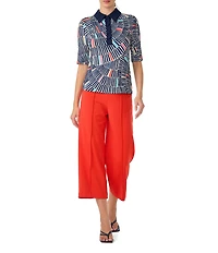 Trina Turk Santo Cozy Ponte Front Pleat Cropped Wide Leg Pants