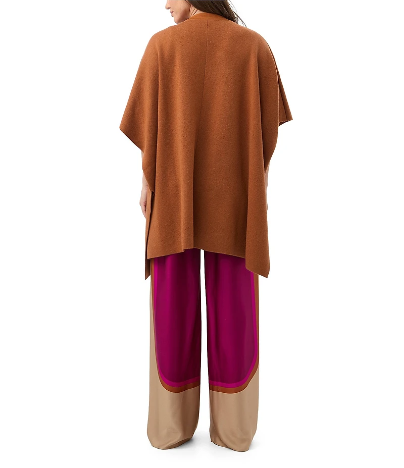 Trina Turk Sapphire Knit V-Neck Elbow Sleeve Turn Lock Poncho