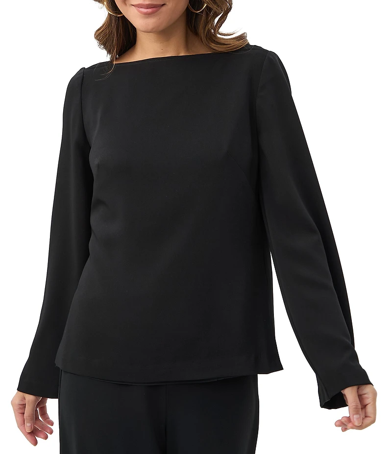 Trina Turk Sarese Georgette Coordinating Boat Neck Long Bell Sleeve Top