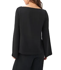 Trina Turk Sarese Georgette Coordinating Boat Neck Long Bell Sleeve Top