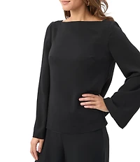 Trina Turk Sarese Georgette Coordinating Boat Neck Long Bell Sleeve Top