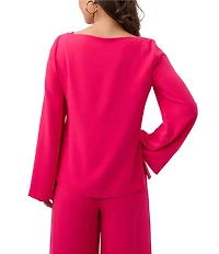 Trina Turk Sarese Georgette Coordinating Boat Neck Long Bell Sleeve Top