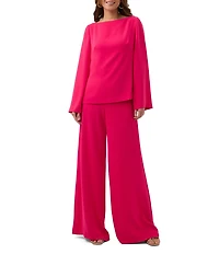 Trina Turk Sarese Georgette Coordinating Boat Neck Long Bell Sleeve Top