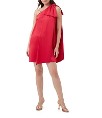 Trina Turk Satin One Shoulder Sleeveless Bow Shoulder Dress