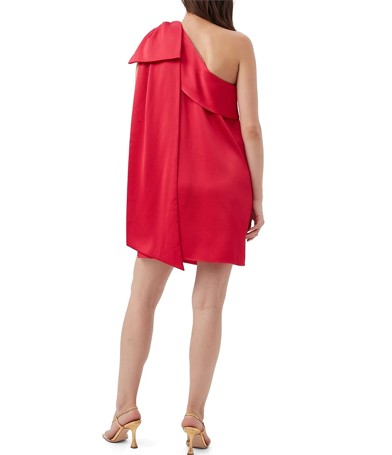 Trina Turk Satin One Shoulder Sleeveless Bow Shoulder Dress