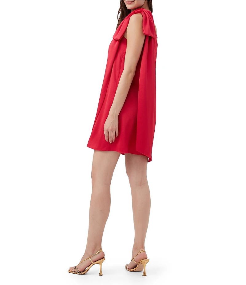 Trina Turk Satin One Shoulder Sleeveless Bow Shoulder Dress