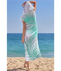 Trina Turk Sheer Tropics Hooded V-Neck Maxi Dress Swim Cover-Up