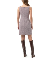 Trina Turk Shinra Houndstooth Square Neck Sleeveless Sheath Mini Dress
