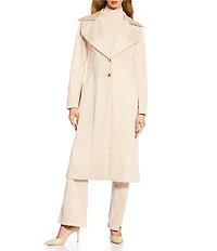 Trina Turk Starflower Faux Suede Oversized Notch Collar Long Sleeve Coat