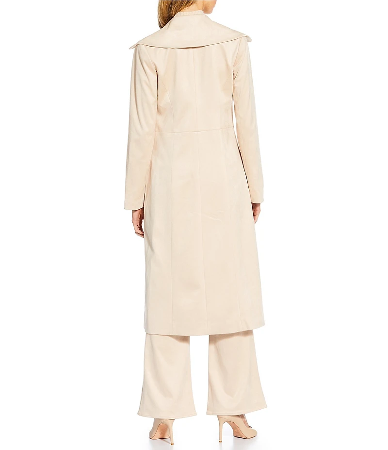Trina Turk Starflower Faux Suede Oversized Notch Collar Long Sleeve Coat