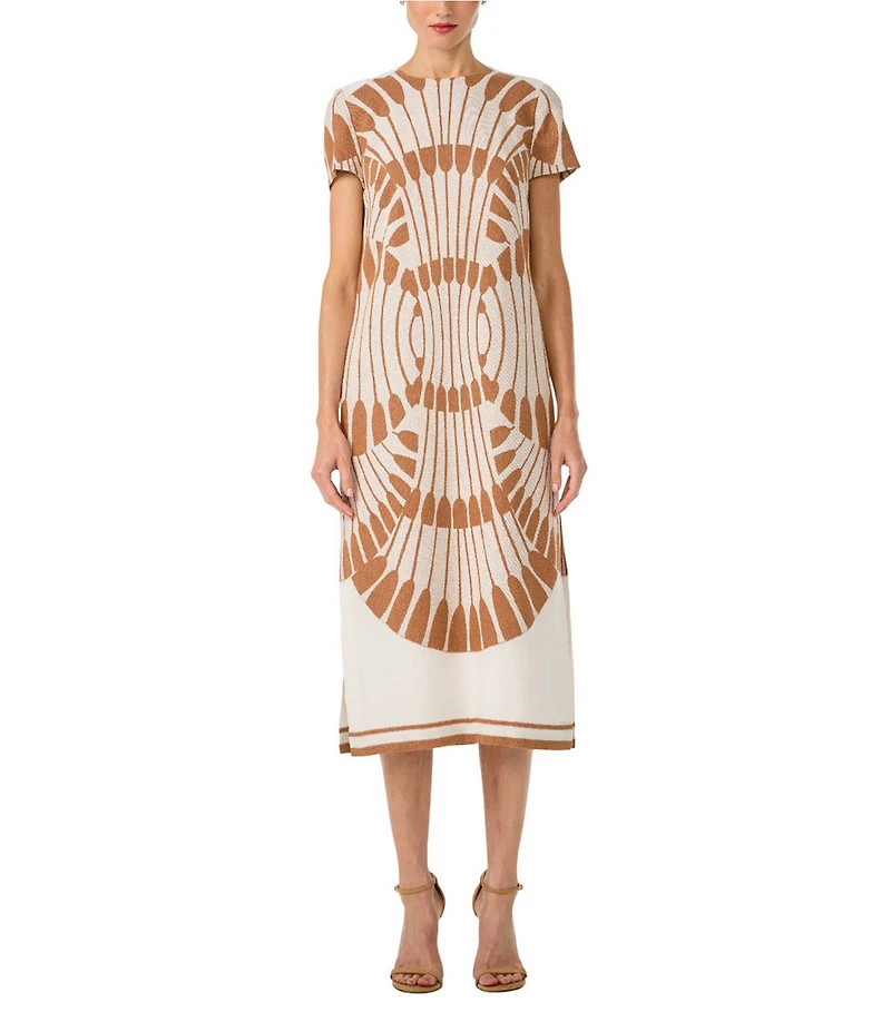 Trina Turk Sugarita Round Neck Short Sleeve Midi Dress