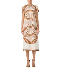 Trina Turk Sugarita Round Neck Short Sleeve Midi Dress
