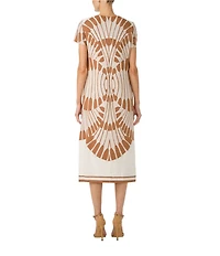 Trina Turk Sugarita Round Neck Short Sleeve Midi Dress