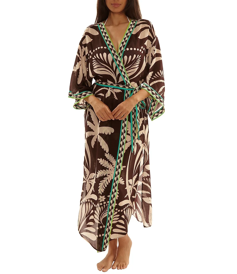 Trina Turk Syros Tie Belt Maxi Duster Swim Cover-Up
