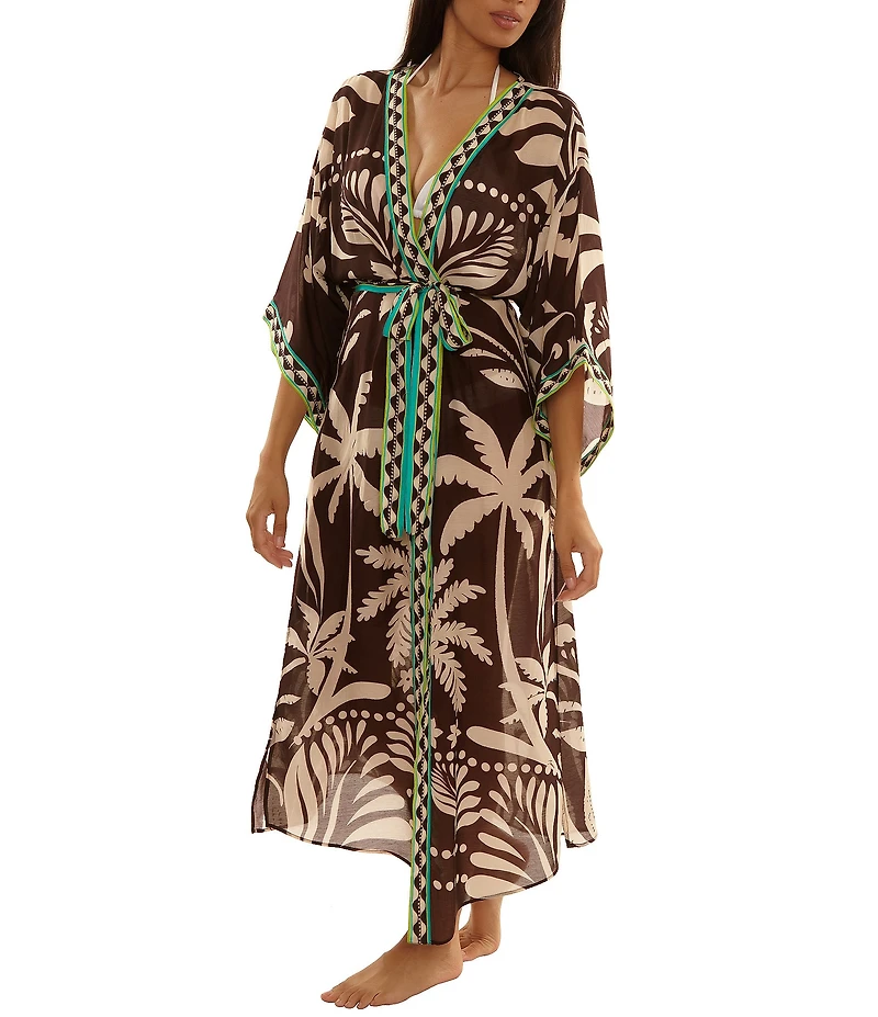 Trina Turk Syros Tie Belt Maxi Duster Swim Cover-Up