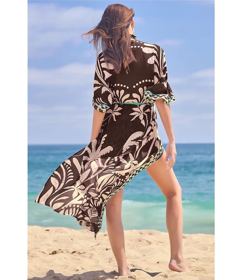 Trina Turk Syros Tie Belt Maxi Duster Swim Cover-Up