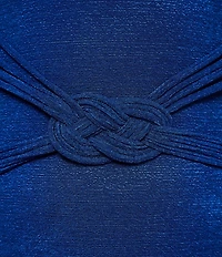 Trina Turk Textured Solid Crepe V-Neck Braided Knot One Piece Swimsuit