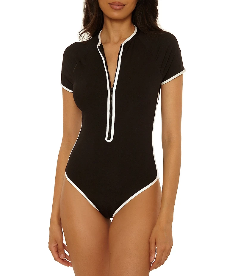 Trina Turk Triumph Texture Ribbed Paddle One-Piece Swimsuit