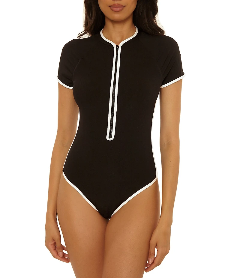 Trina Turk Triumph Texture Ribbed Paddle One-Piece Swimsuit