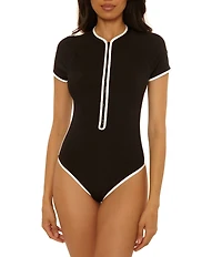 Trina Turk Triumph Texture Ribbed Paddle One-Piece Swimsuit