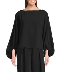 Trina Turk Ursa 2 Boat Neck Long Blouson Sleeve Top