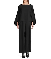 Trina Turk Ursa 2 Boat Neck Long Blouson Sleeve Top