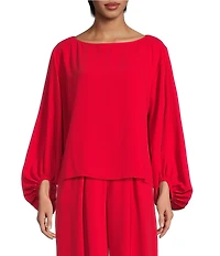 Trina Turk Ursa 2 Boat Neck Long Blouson Sleeve Top