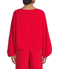 Trina Turk Ursa 2 Boat Neck Long Blouson Sleeve Top