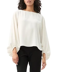 Trina Turk Ursa 2 Boat Neck Long Blouson Sleeve Top