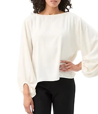 Trina Turk Ursa 2 Boat Neck Long Blouson Sleeve Top