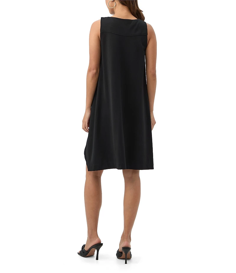 Trina Turk Vantis Ponte Round Neck Sleeveless Exposed Zipper Shift Dress