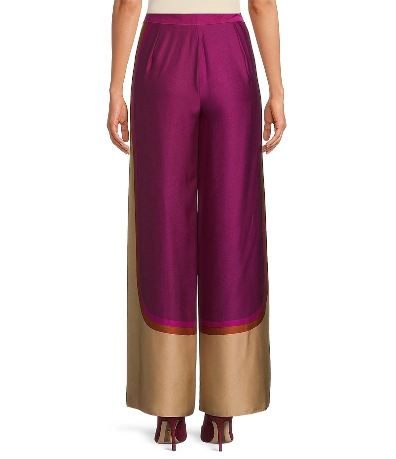 Trina Turk Verity Coordinating Printed Satin High Rise Wide Leg Pants