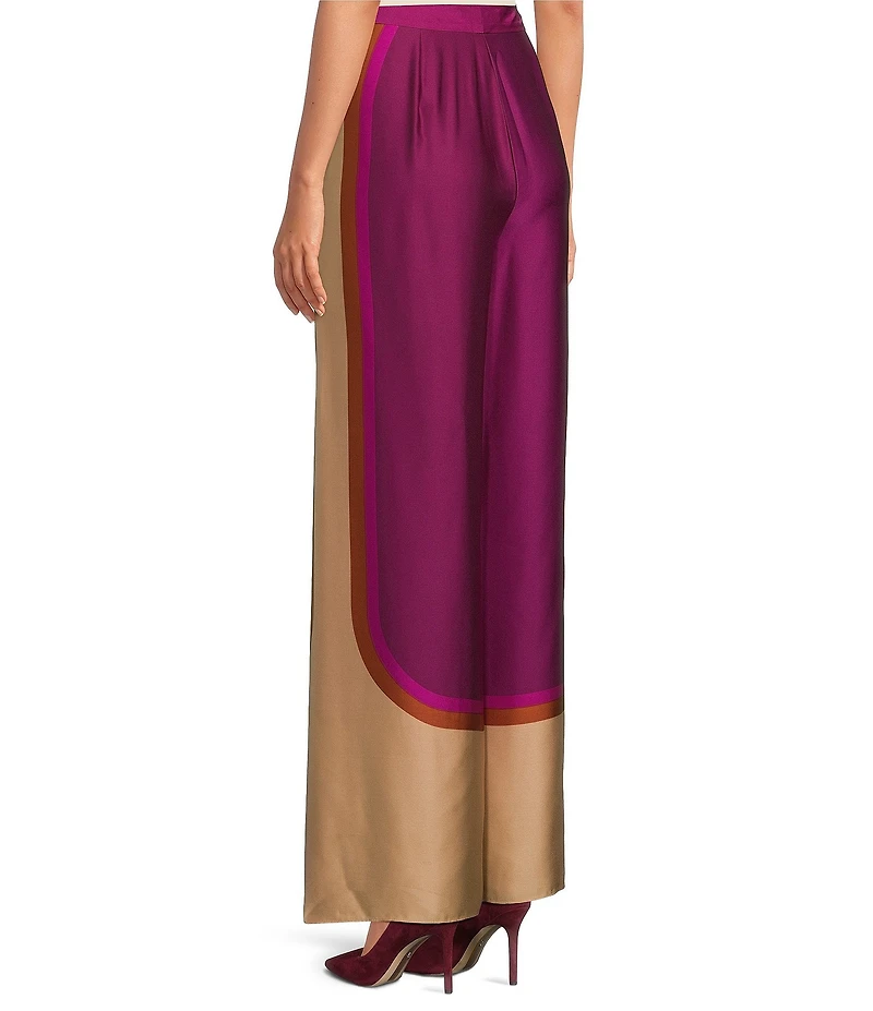 Trina Turk Verity Coordinating Printed Satin High Rise Wide Leg Pants