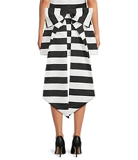 Trina Turk Vinna Stripe Print Satin High Waisted Bow Back Mini Skirt